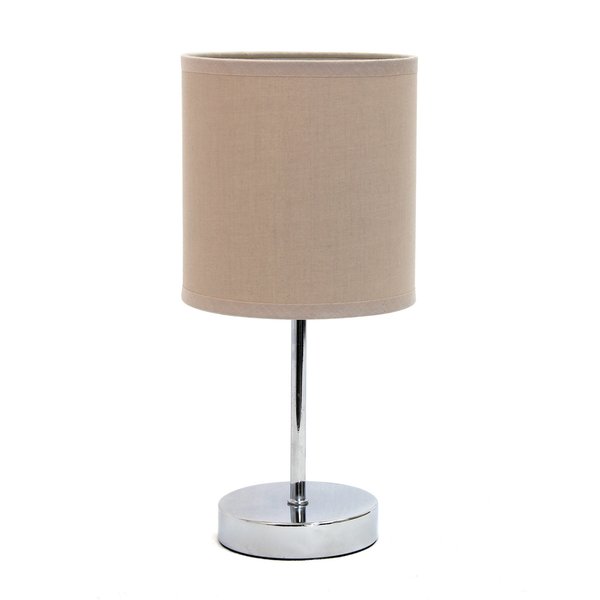 Simple Designs Chrome Mini Basic Table Lamp with Fabric Shade, Gray LT2007-GRY